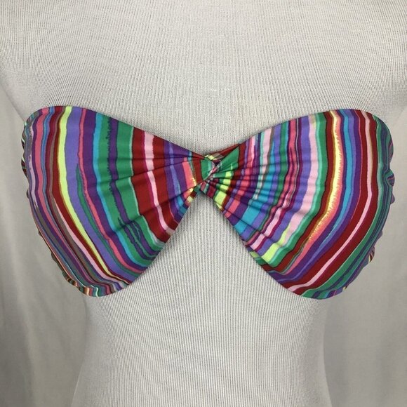 Victoria's Secret Strapless Twist Bikini Top Stripe Colorful Small - Picture 1 of 10